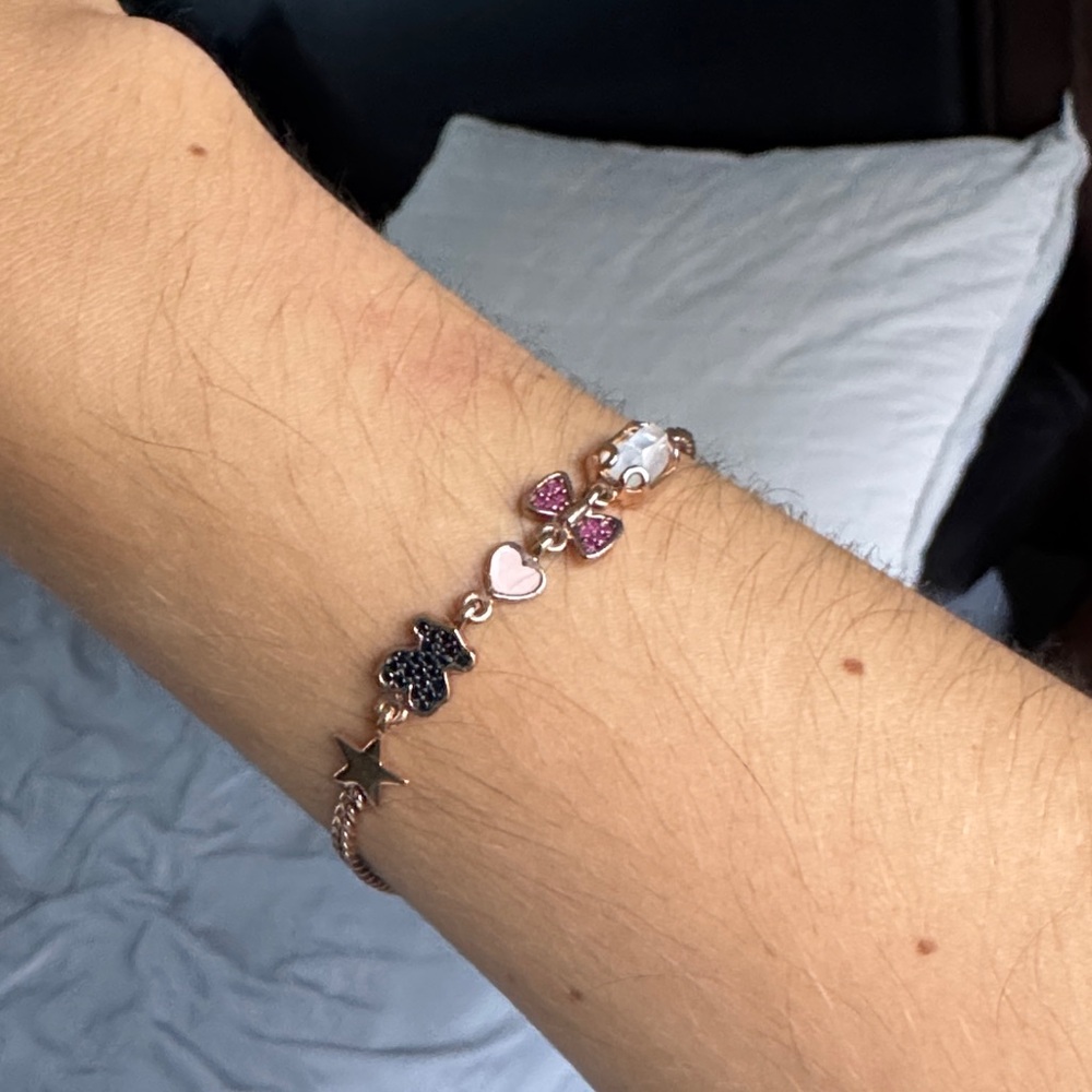 ROSE VERMEIL SILVER TOUS MOTIF BRACELET WITH RUBY BEAR MOTIF